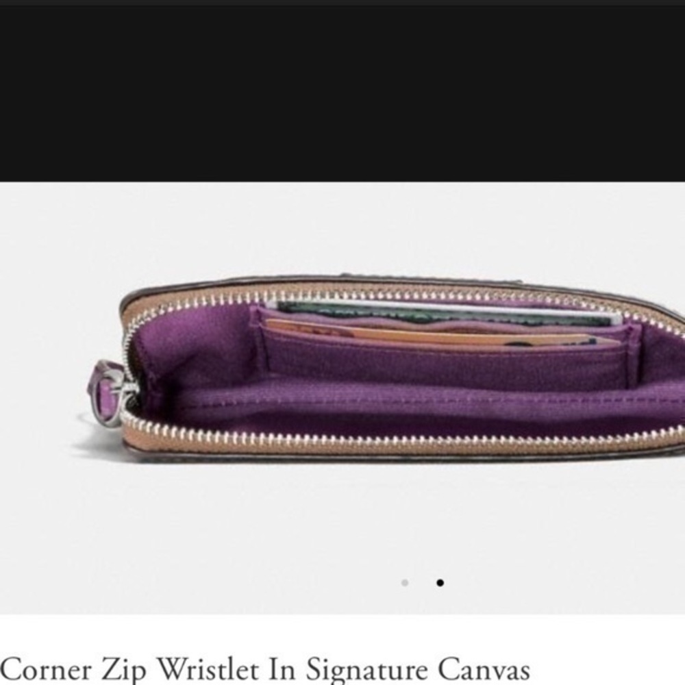 Coach black and brown signature coated canvas wristlet NWT - Picture 4 of 16